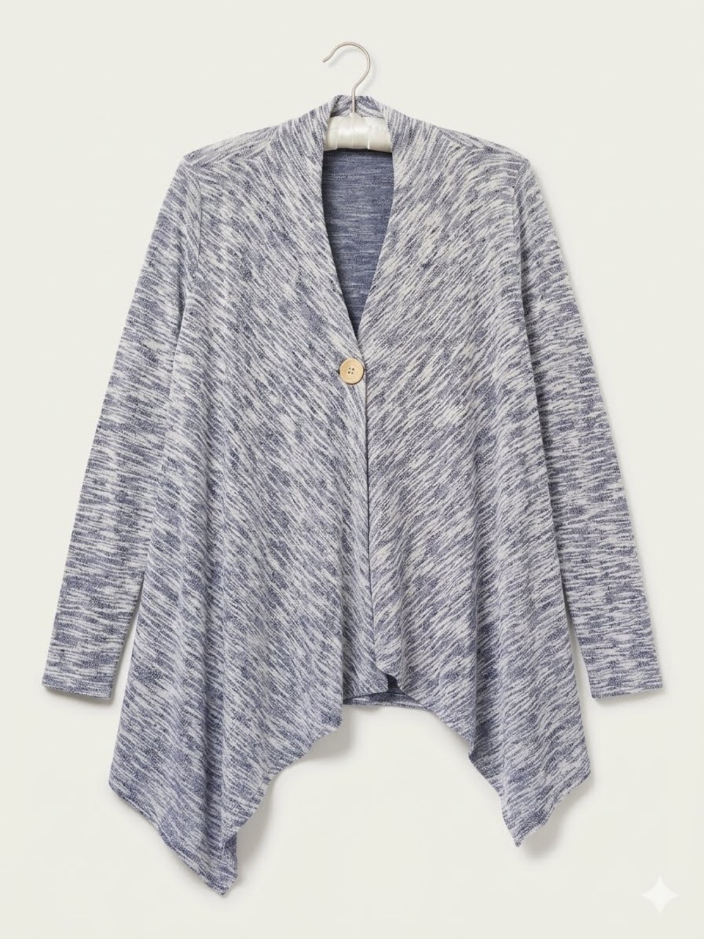 AB Studio Blue/White Fly‑Away Cardigan – Women’s M – Button Front
